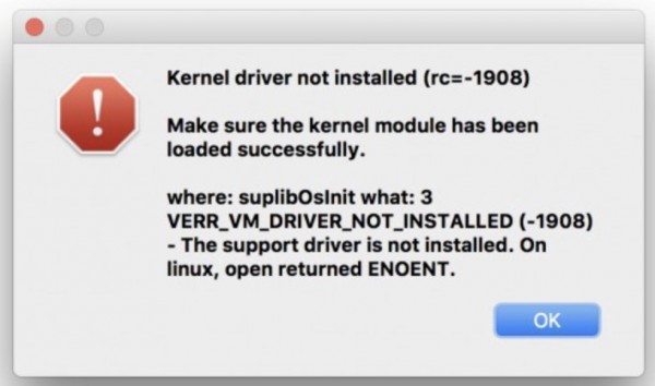 Kernel driver not installed в Виртуал Бокс